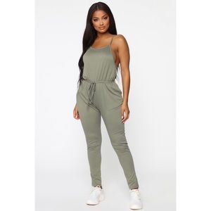 Fashion Nova olive green jumpsuit
